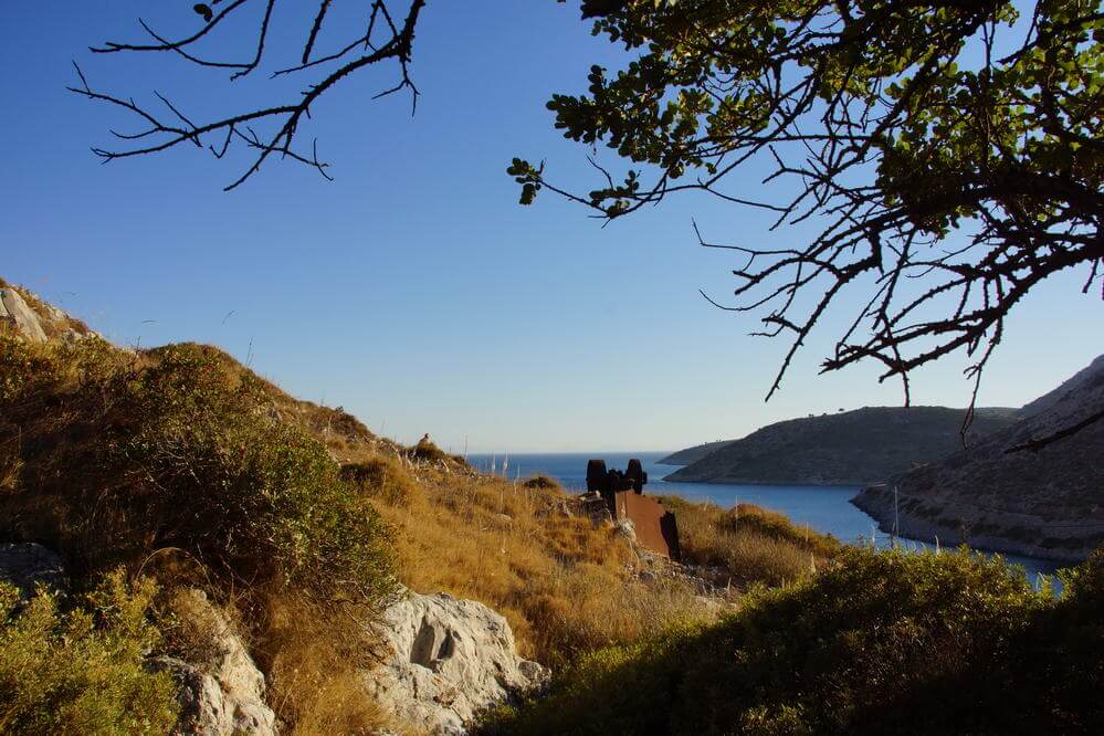 Blick auf die Bucht Agathonisi -Megalo Chorio