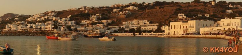 Panorama der Bucht von Mykonos Stadt (Chora)