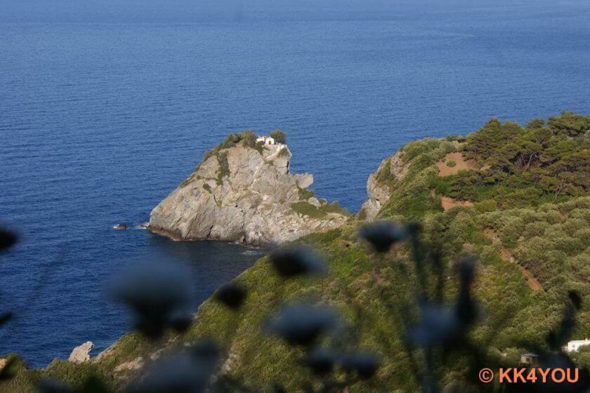 Skopelos Blick zum "Mama Mia Fels"
