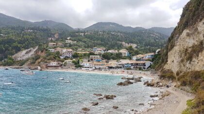Blick auf die Bucht von Agios Nikitas